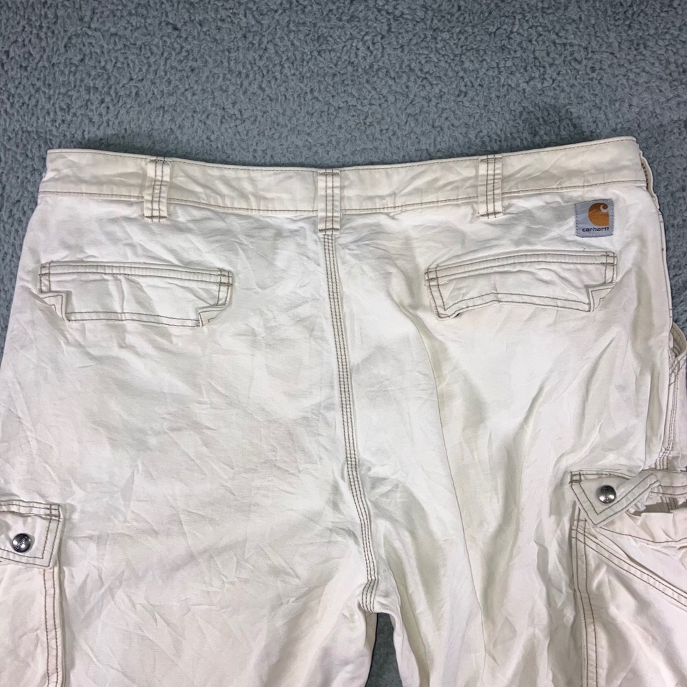 Carhartt Cargo Pants Men 42x30 Relaxed Fit Cream Work Grunge Thrashed Fit 40x29 - Picture 11 of 16